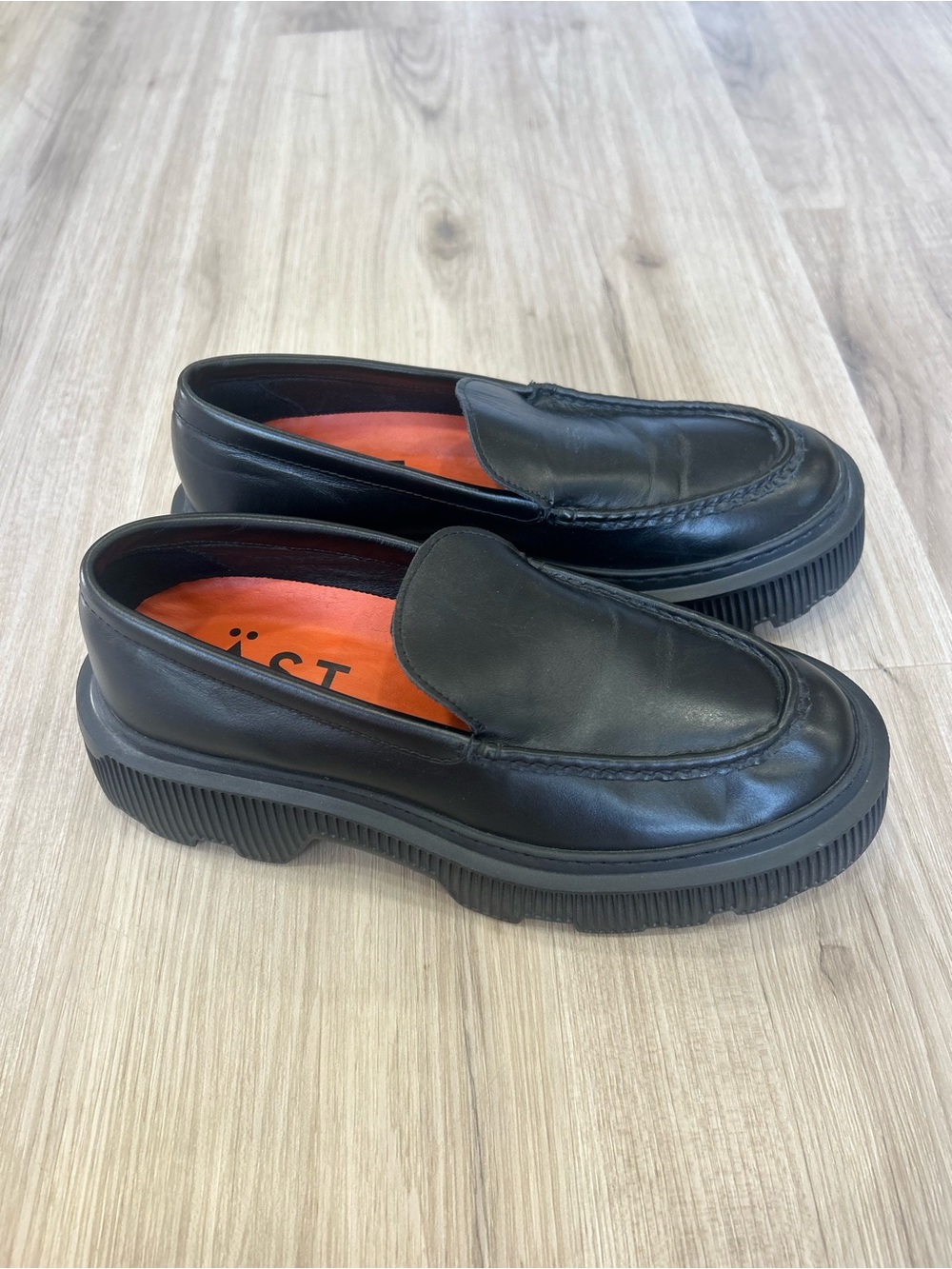 LรST Black Leather Chunky Lug Sole Platform Loafers EU 39 / US 8.5-9